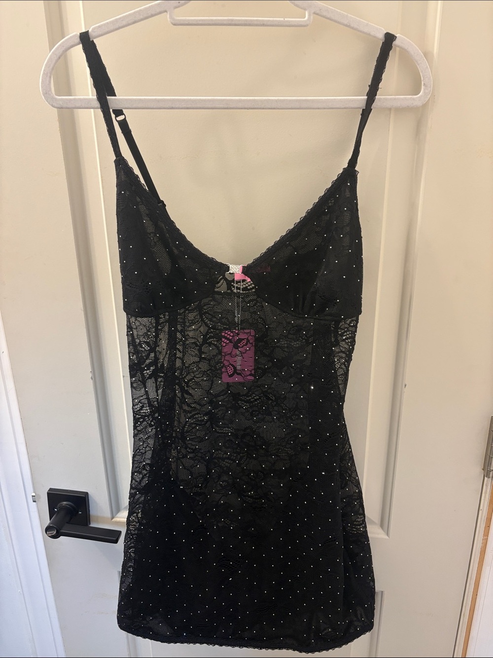 Edikted Rhinestone Sheer Lace Mini Dress